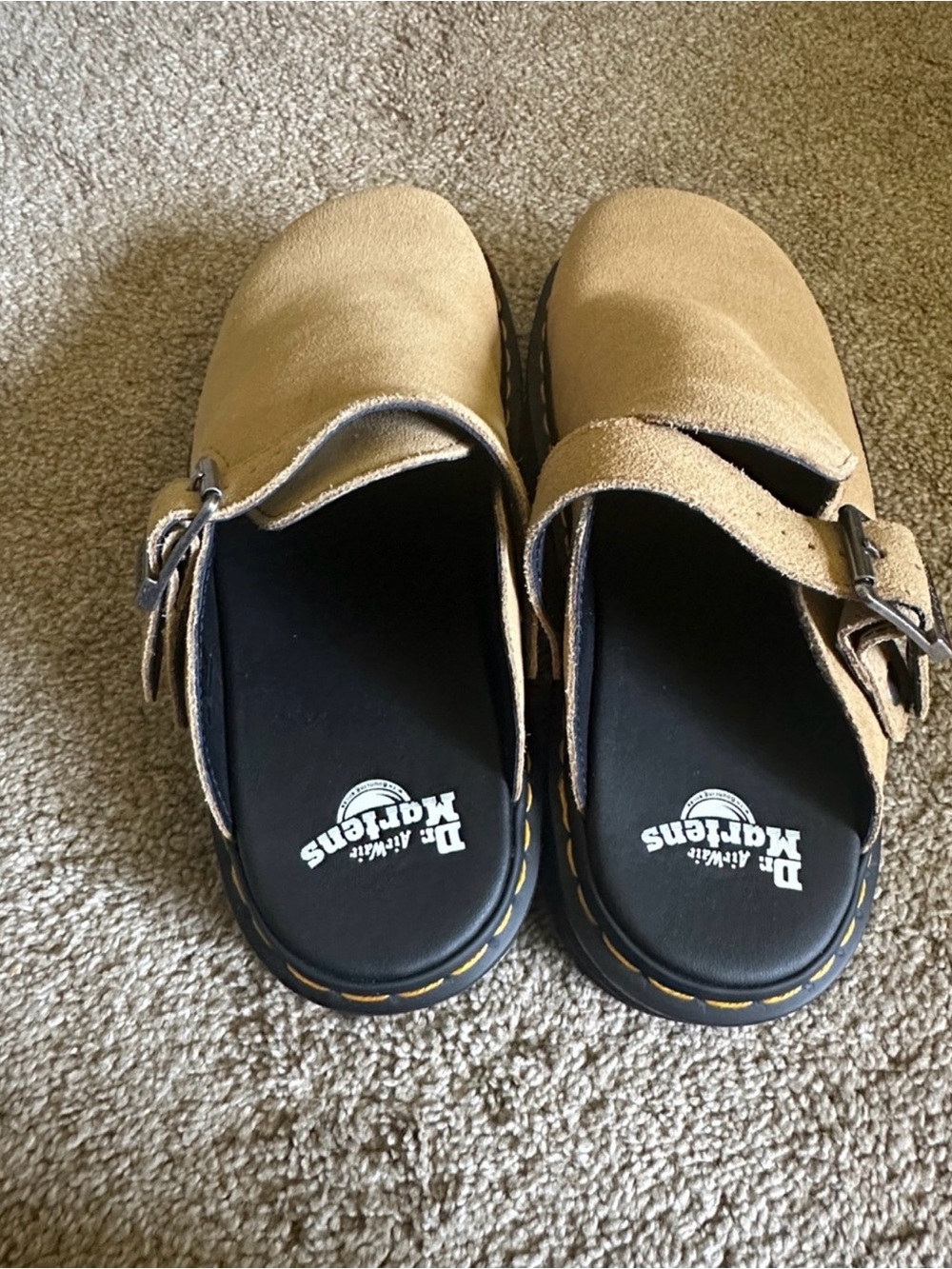 Dr. Martens Beige Zebzag Suede Slip-On Clog with Buckle - Picture 4 of 9